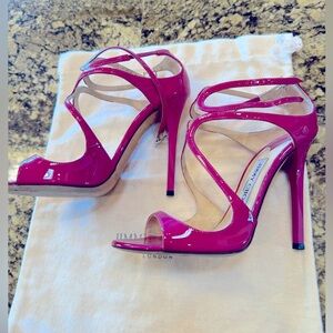 Jimmy Choo size 37 hot pink strappy high heel sandals